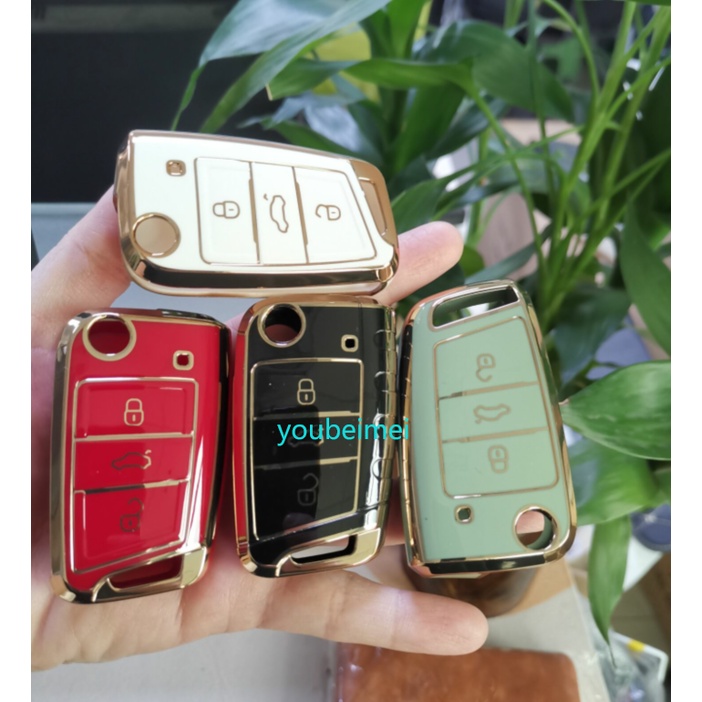 Soft TPU Case Kunci Mobil Untuk Volkswagen VW Polo Golf7 MK7 Tiguan passat Untuk Skoda car Key holder fob keychain Key Bag