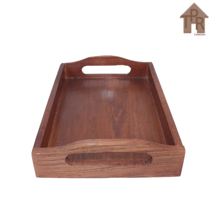 Nampan Kayu Kotak Wooden Tray 28x18cm. Natural