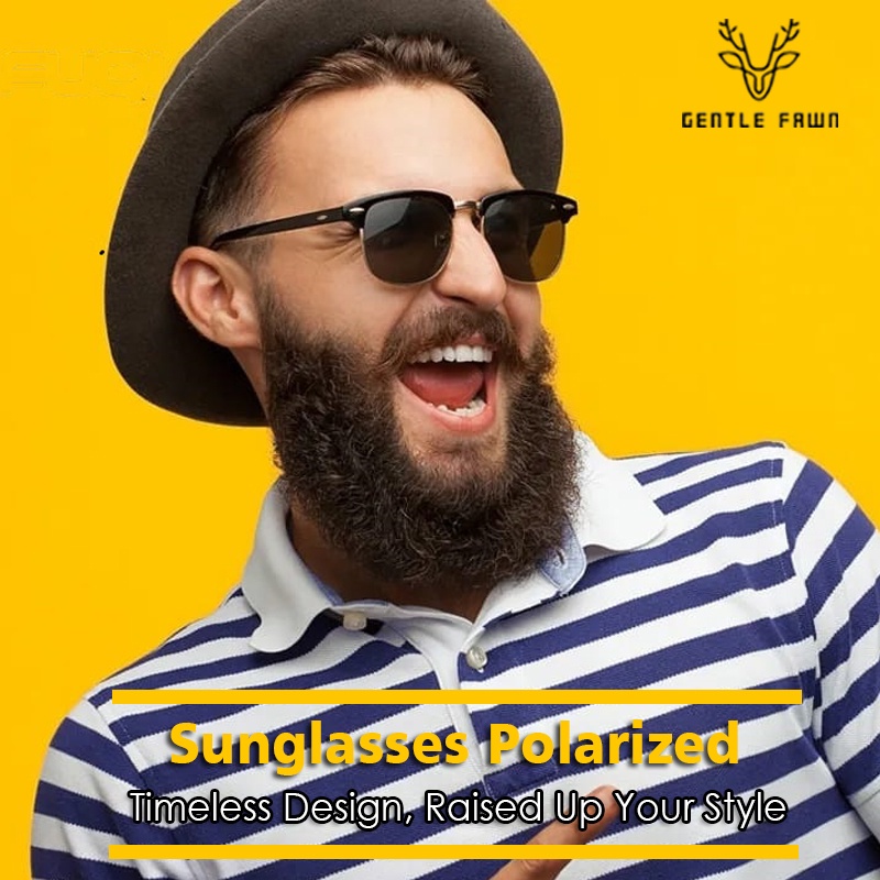 Gentle Fawn Kacamata Hitam Sunglasses Polarized Style Kotak Tr+Metal Model Club Master Fashion Pria 