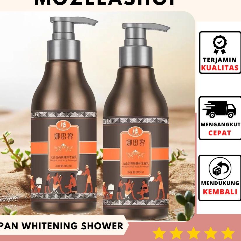 ☉ JAPAN WHITENING SHOWER/ WHITENING MUD BATH Lumpur Vulkanik Shower Gel 300ml ➹