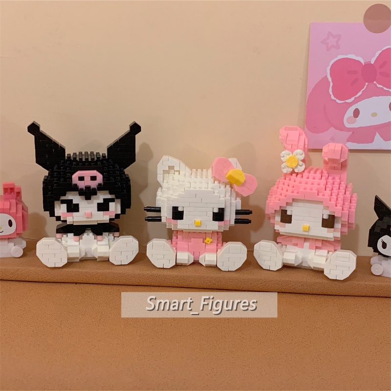 Sanrio Blok Bangunan Gadis Seri Rakitan Mainan Kuromi My Melody Hello Kitty Pop Boneka DIY Hadiah Dekorasi Puzzle