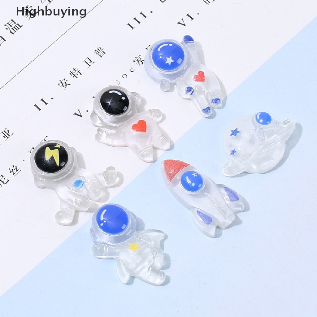 Hbid 10 Pcs Baru Lucu Mini Transparan Bercahaya Seri Luar Angkasa Resin Flatback Ornamen Kuku Membuat Perhiasan Hairwear Aksesoris Glory