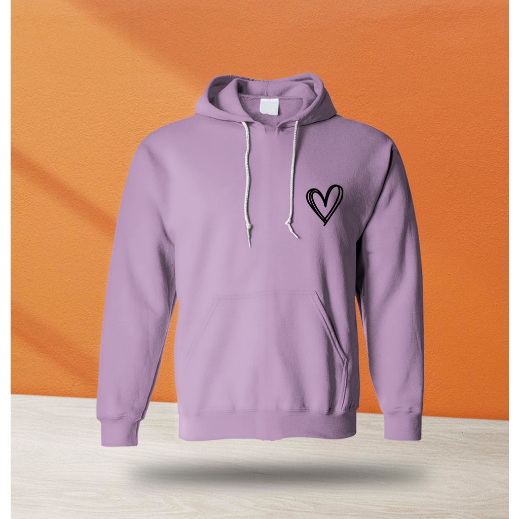 HOODIE WANITA OVERSIZE SIMPLE HEART / BAJU WANITA LUCU SIZE M TO XXL PREMIUM FLEECE TEBAL HALUS TERBARU'