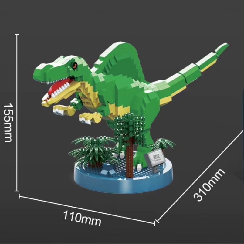 Puzzle Partikel Mikro Lego Kompatibel Rakitan Blok Bangunan Seri Dinosaurus Anak