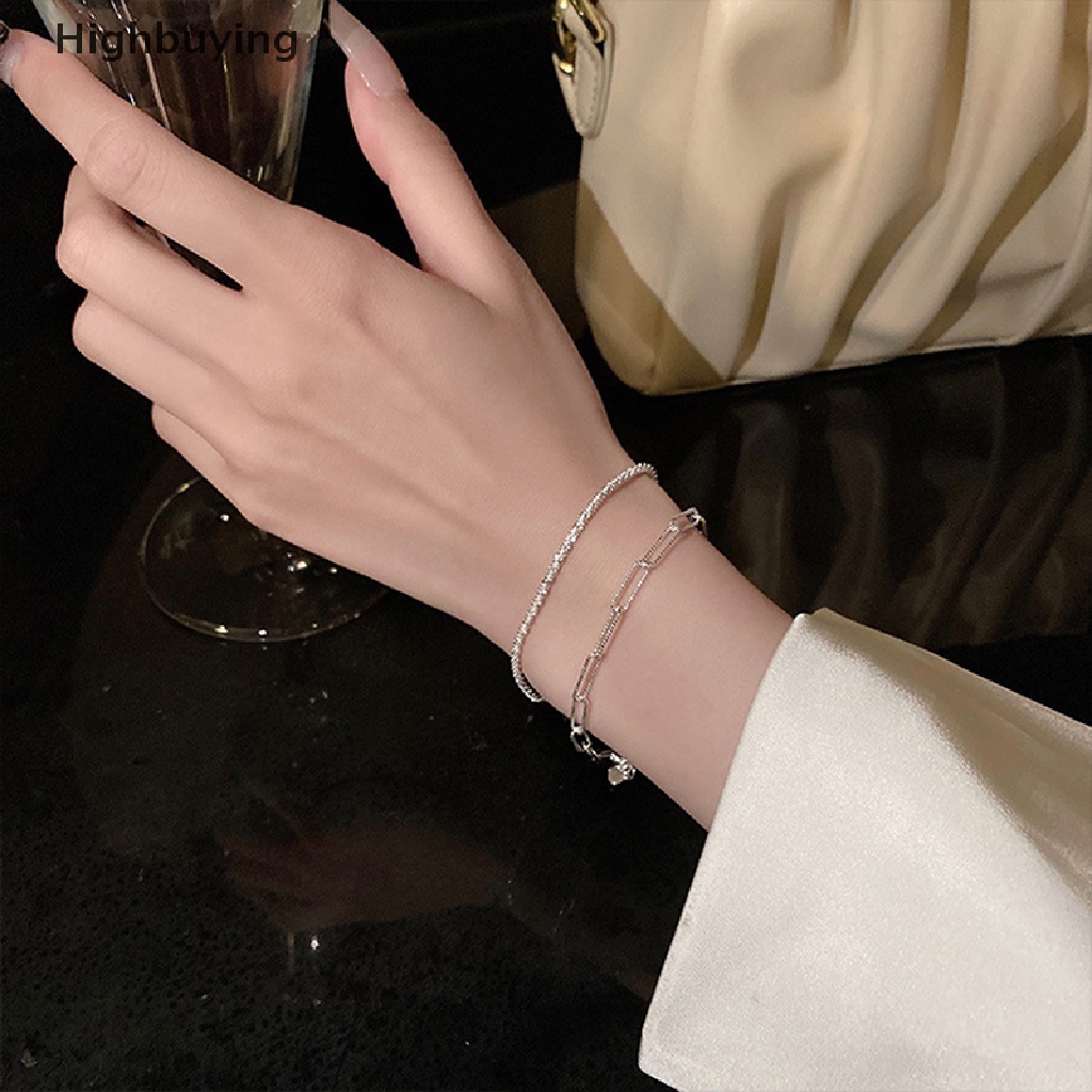 Hbid 1 / 2PCS New Fashion Silver Colour Sparkling Bracelet Exquisite Simple Women Adjustable Bracelet Bangle Fine Fashion Jewelry Accessories Glory