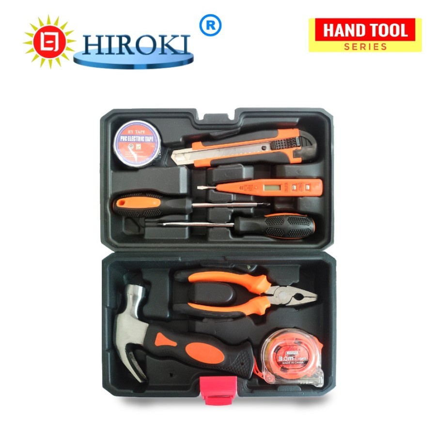 Tool Kit Set Box Peralatan Pertukangan Hand Tools Lengkap 9 Pcs hiroki