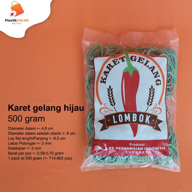 

C40 Karet gelang hijau 500 gram | Karet | Rubber BELANJA MURMER ㊞