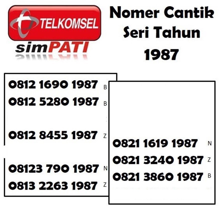 Nomor cantik Simpati Telkomsel 4G nomer kartu perdana rapih tahun 1987