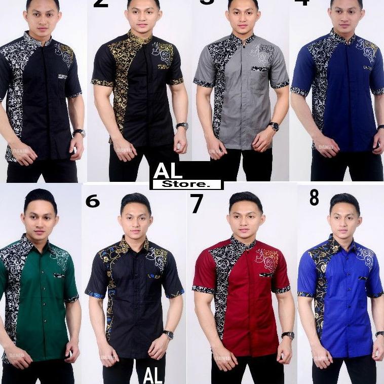 SALE Hem Batik Pria Kombinasi Bordir Kekinian Baju Koko Pria Kombinasi Lengan Pendek Motif Terbaru 2