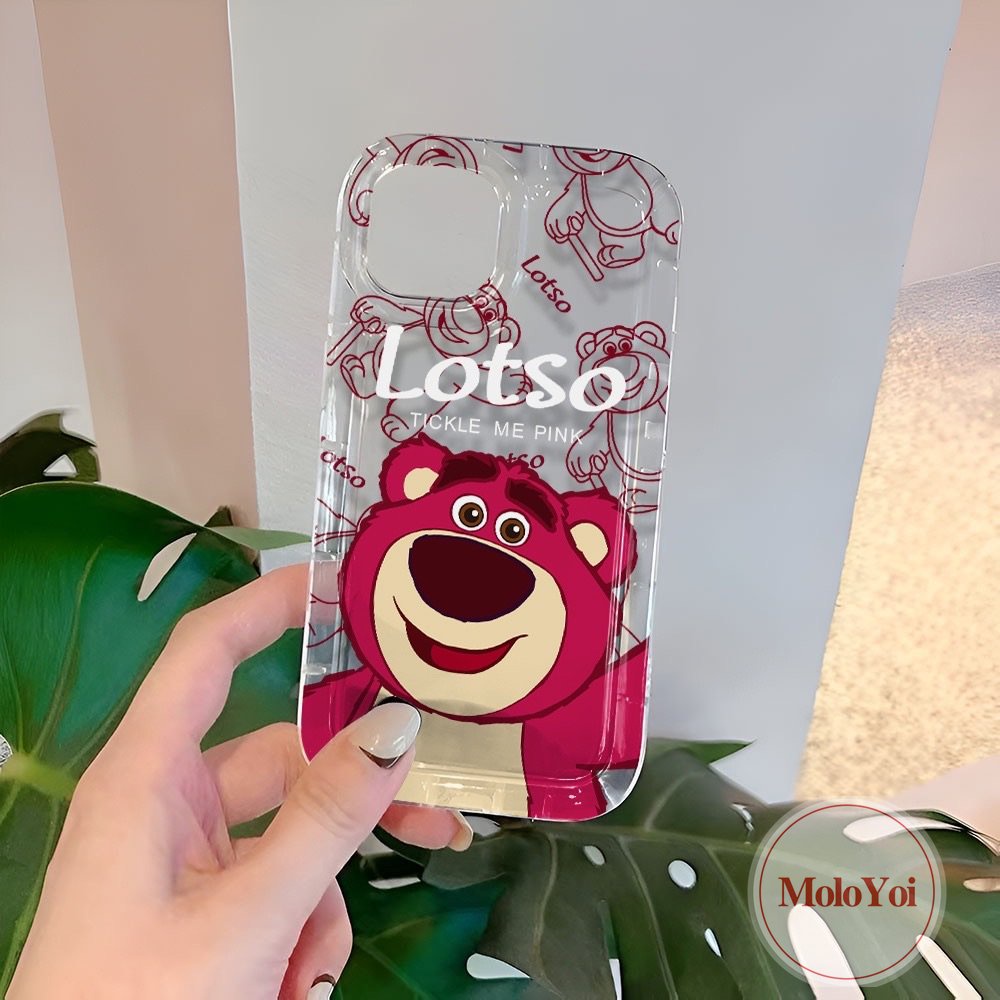 IPHONE Casing Ponsel Beruang Strawberry Lucu Kompatibel Untuk Iphone11 7 8 Plus XR 13 12 14 Pro MAX 6 6S X XS MAX Lovely Kartun Manyo Bening Shockproof Airbag Lembut TPU Silicon Back Cover