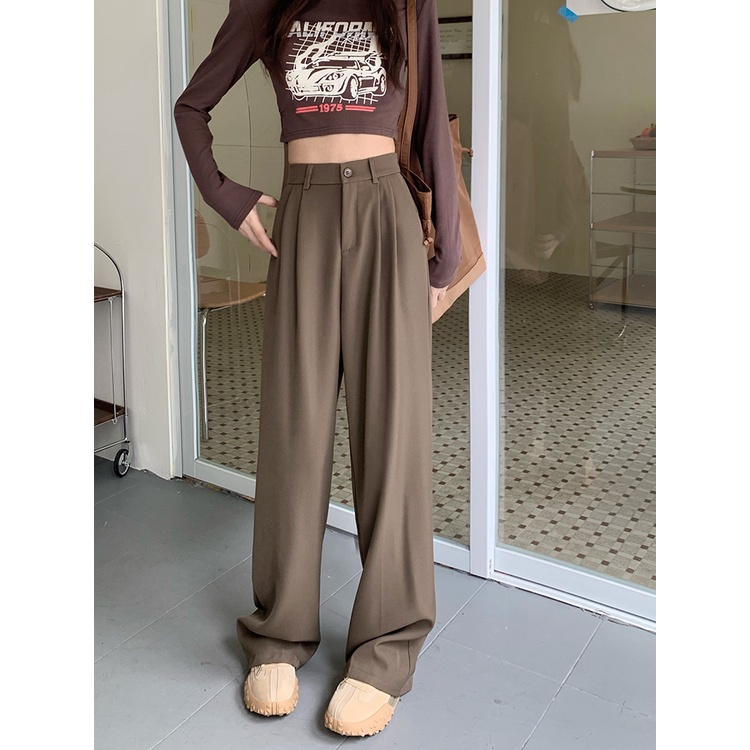 abu-abu/krem/hitam/coklat celana highwaist kulot bahan wanita kekinian