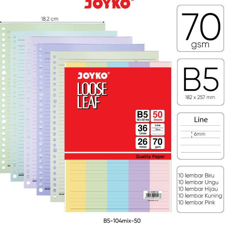 

W32 Murah Joyko isi binder B5-50 Garis/ B5-50 Polos/B5-50 warna/ loose leaf warna PRODUK KEREN ←