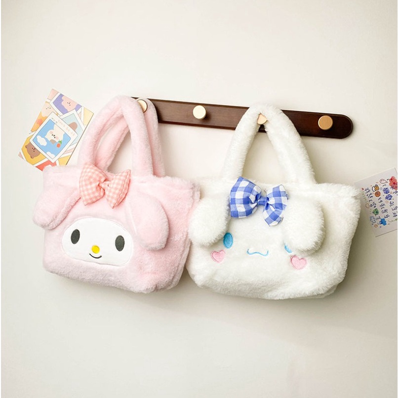 DIORAMI - Shoulder Bag Motif Karakter Sanrio My Melody Cinnamorol Kuromi Lucu Fur HANDBAG Tas Tenteng Totebag Perempuan Korea Style By Chikoisme NR