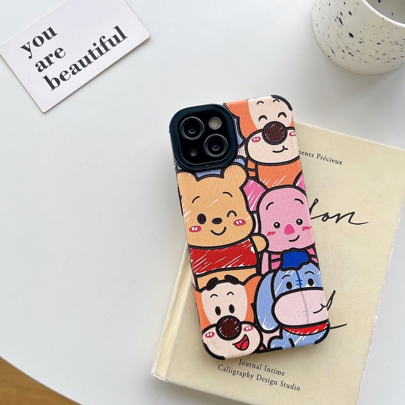 IPHONE Kartun Lucu Vertikal grain Protection Case Untuk Iphone14 13 12 11 Pro MAX X XR XS Max7 8 Plus Anti-drop Pelindung Kamera