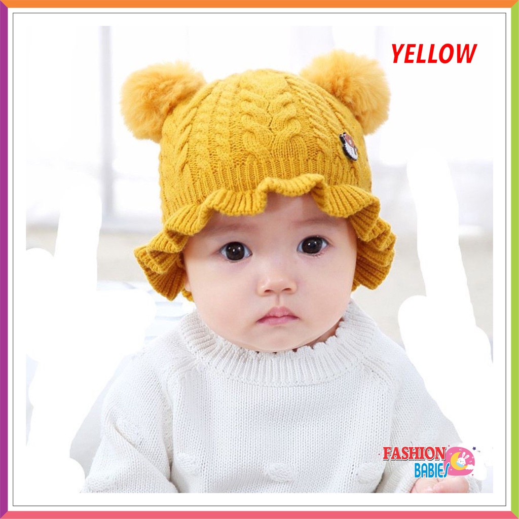 TOPI RAJUT BUCKET POM POM BAYI ❤ Fashionbabies ❤