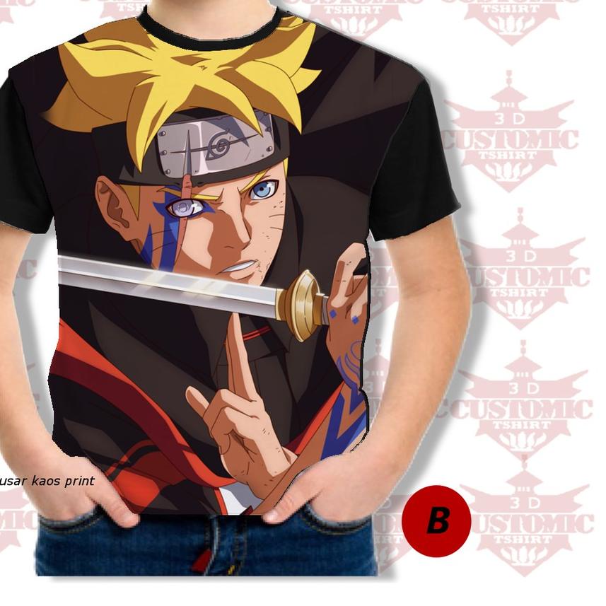 ❀ kaos anak 3d fullprint anime berkualitas naruto - boruto sword ✳