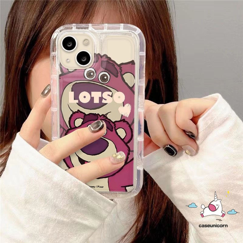 Cute Case Untuk Realme C35 C55 C53 C21Y C11 C33 C12 C15 C25 C25Y C25s C17 C30 C30s 7i 9i 5 6i 5i 5s C20 C20A C3 C1 C2 Lovely Kartun Manyo Strawberry Bear Shockproof Airbag Soft Case