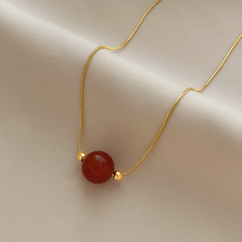 Kalung itali biji merah titanium anti karat harga grosir bisa COD