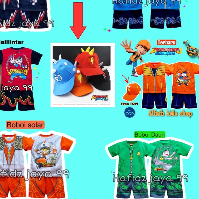 ❆ SETELAN BAJU KOSTUM BOBOIBOY ANAK SET TOPI / STELAN BOBOBOY ANAK LAKI-LAKI GRATIS TOPI / BOBOBOI /