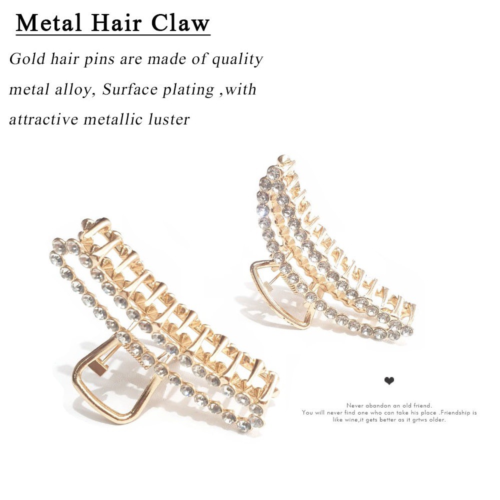 Jedai Logam 7.8cm Permata Elegan Jepit Rambut Salon Korea bahan Besi Diamonds Metal Alloy