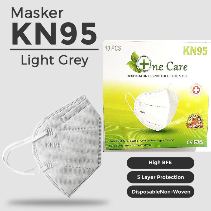 MASKER KN95 ONE CARE GREY ABU 5PLY ISI 10PCS MASKER KN95 ONECARE