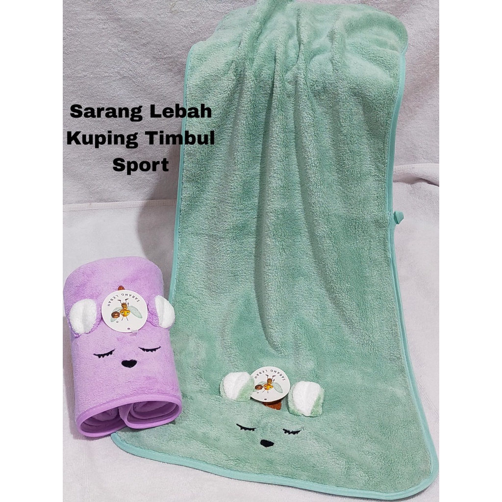 NUZ Handuk Microfiber Bordir Mata/ Kuping Timbul Sport Uk 35x80 Termurah