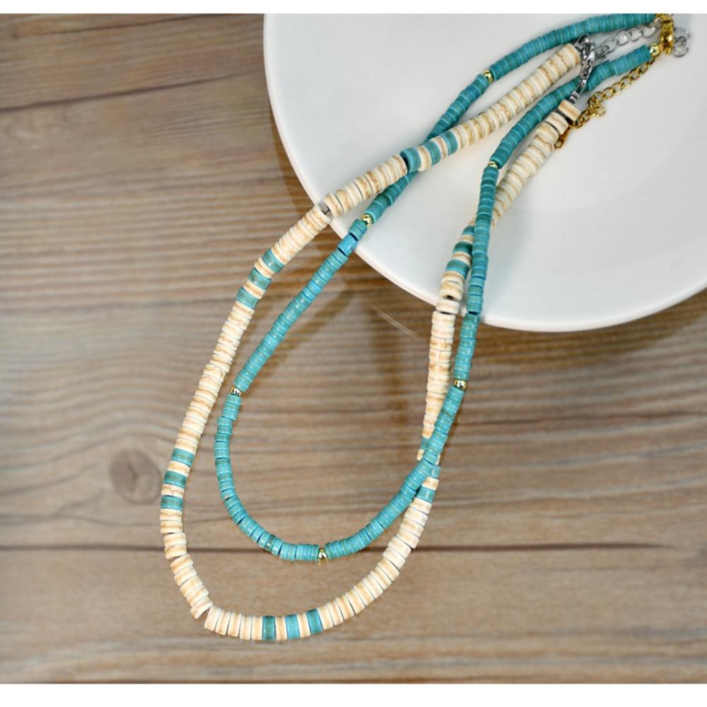 MXBEAUTY Turquoise Kalung Trendi Indah Rantai Klavikula Bulan Aksesoris Pakaian Manik Fashion Perhiasan