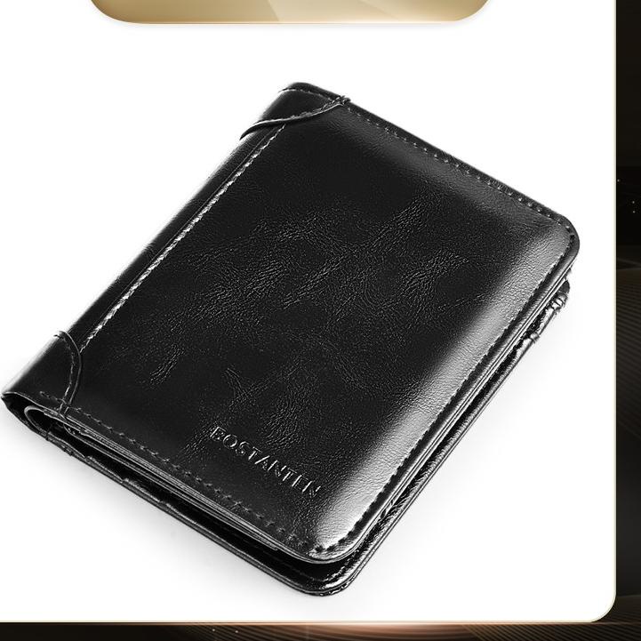 ✺ BOSTANTEN Dompet Pria Lipat Panjang Multifungsi Slot Multi Kartu Hitam/Coklat ♩