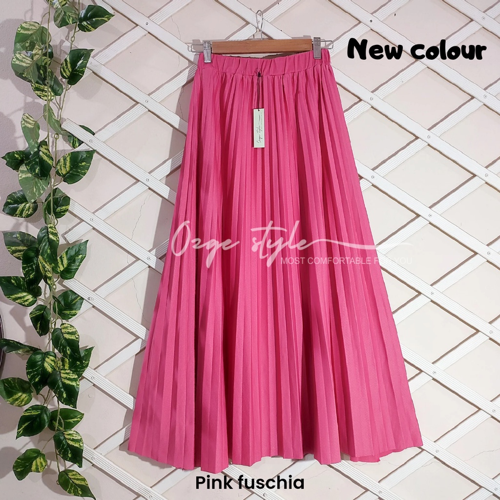 ROK PLISKET MAYUNG PREMIUM JUMBO PANJANG MODEL TERBARU MUAT HINGGA 80 KG XXL PINK FUSCHIA-PINK FUSCHIA