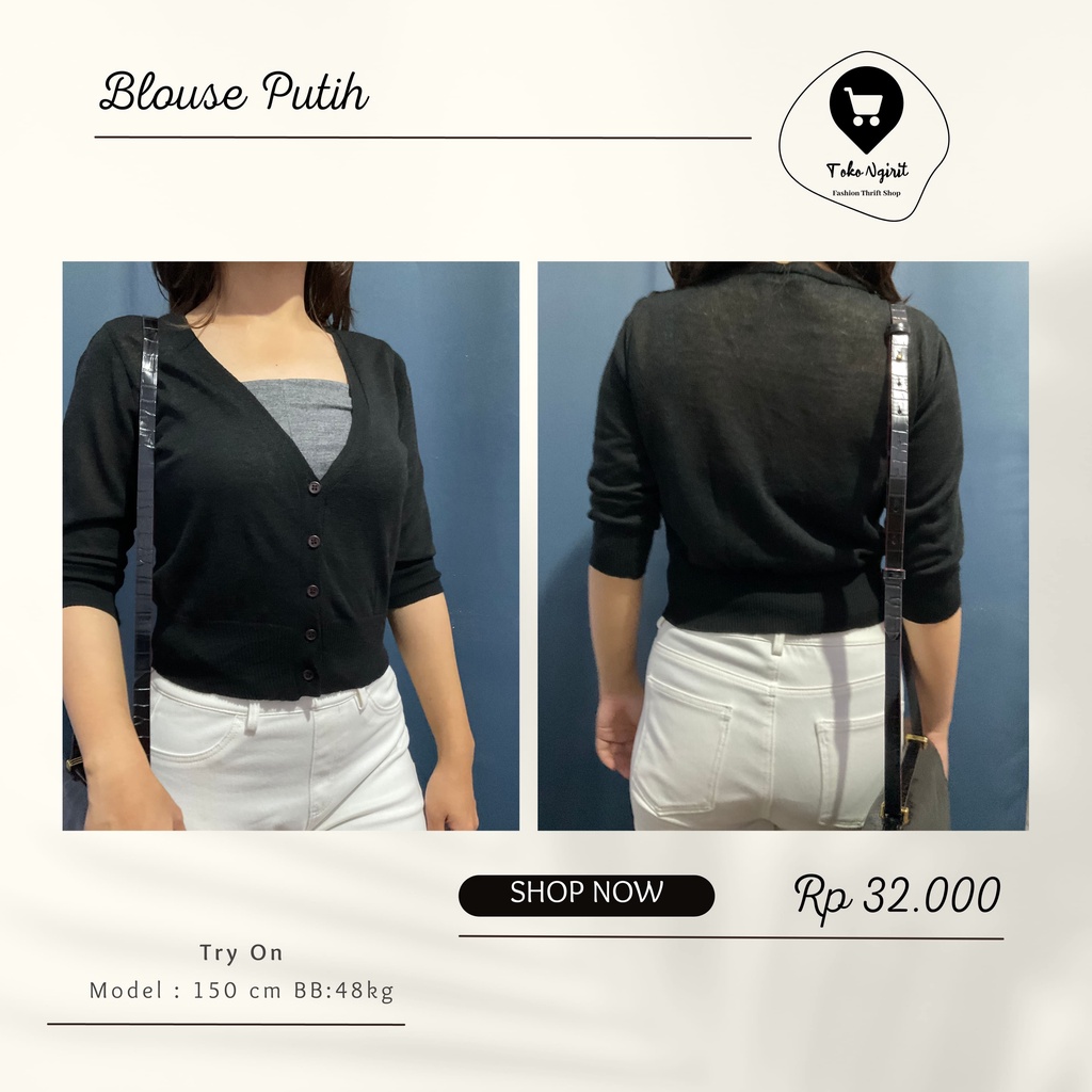 Cardigan Crop Tipis Hitam (TOKO NGIRIT)
