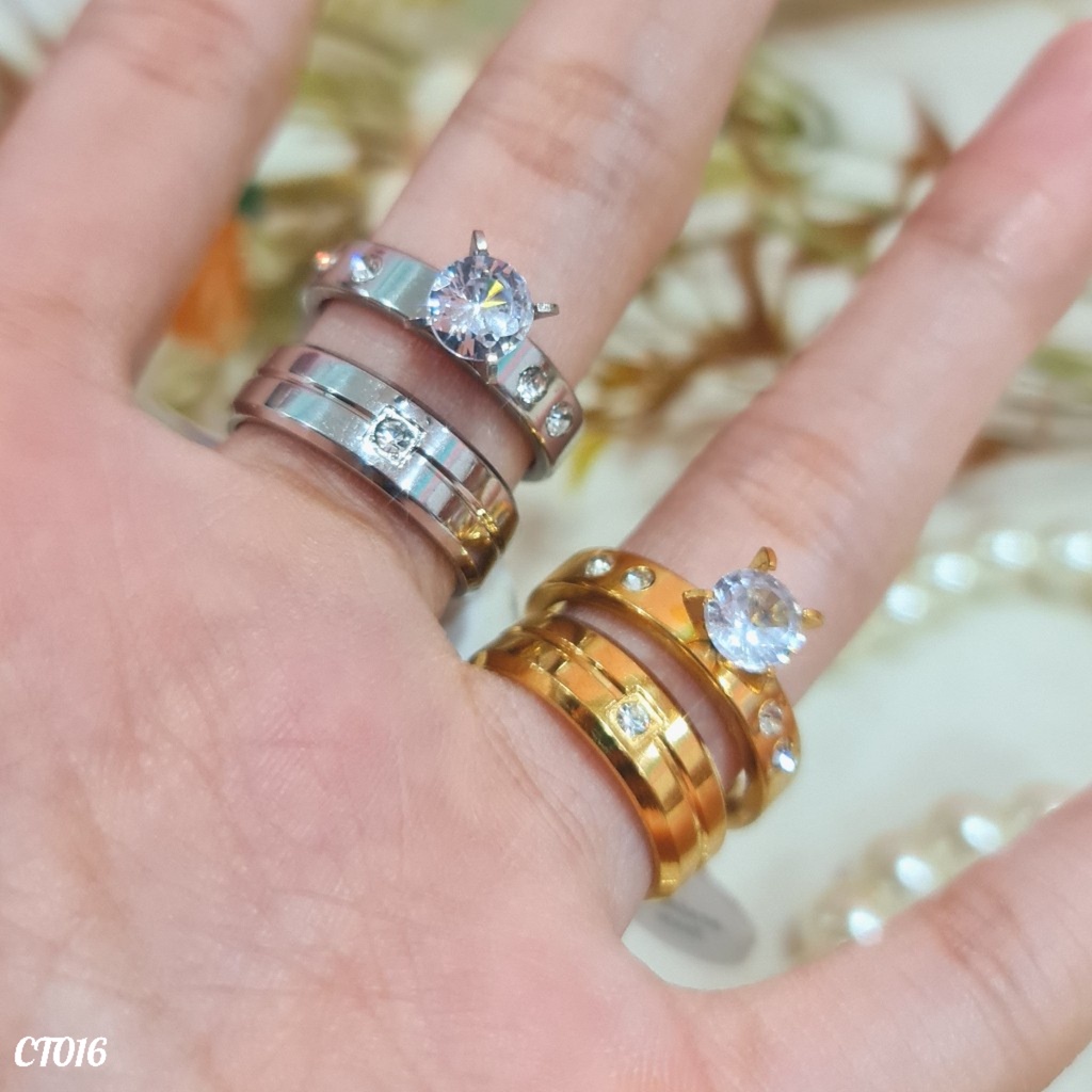 PGX Cincin Titanium Couple Tunangan Aksesoris Fashion Perhiasan Anti Karat - CT016