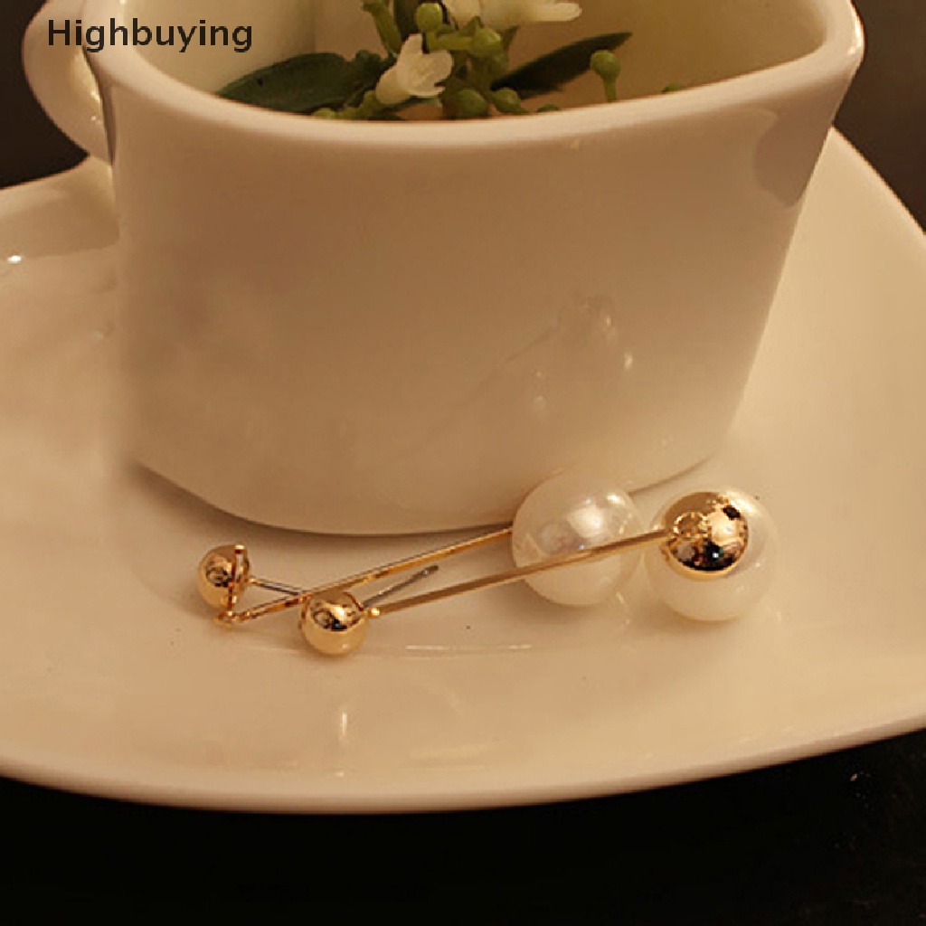 Hbid Long flow Artificial Pearl Earrings Anting Wanita Perhiasan Anting Mutiara Glory