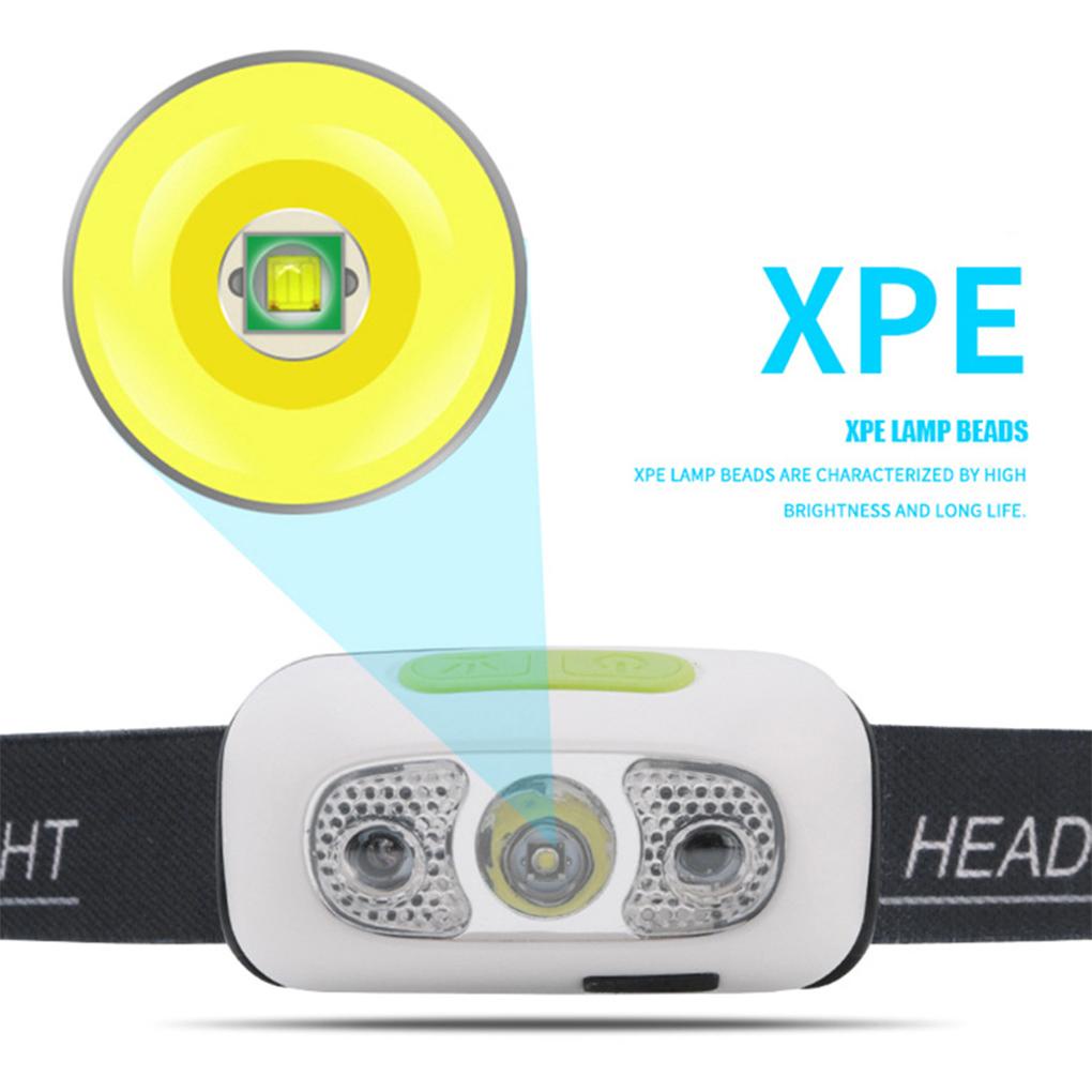 Huit Head Light Headlamp Mode Senter Pancing Lari Yang Dapat Disesuaikan Outdoor Induksi Mini Portable Sensor Tahan Air