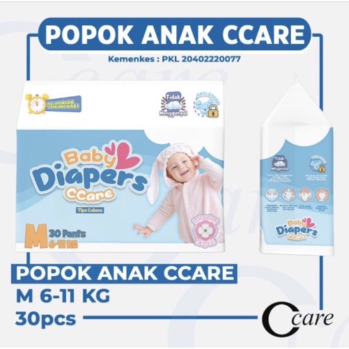 Popok bayi ccare ukuran M berat bayi 6-11 kg