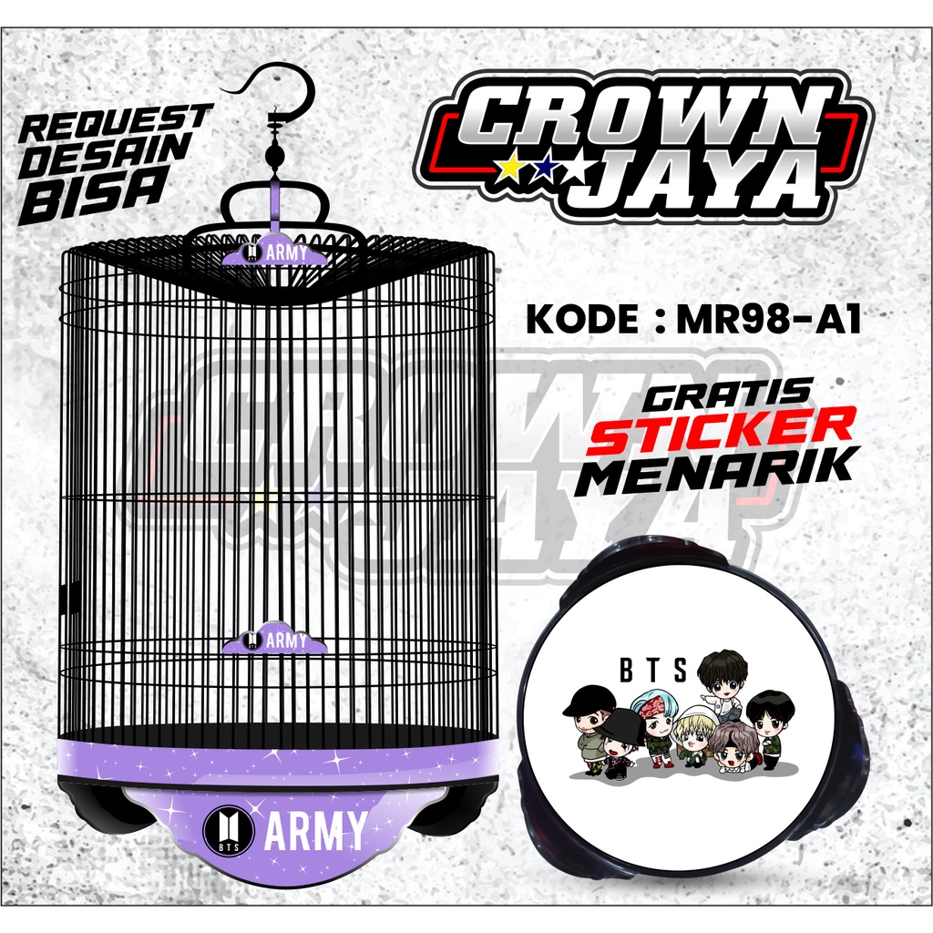 STIKER DECAL SANGKAR MURAI / Decal  Stiker Kandang Murai BNR Motif Kartun BTS ARMY / Stiker Sangkar 