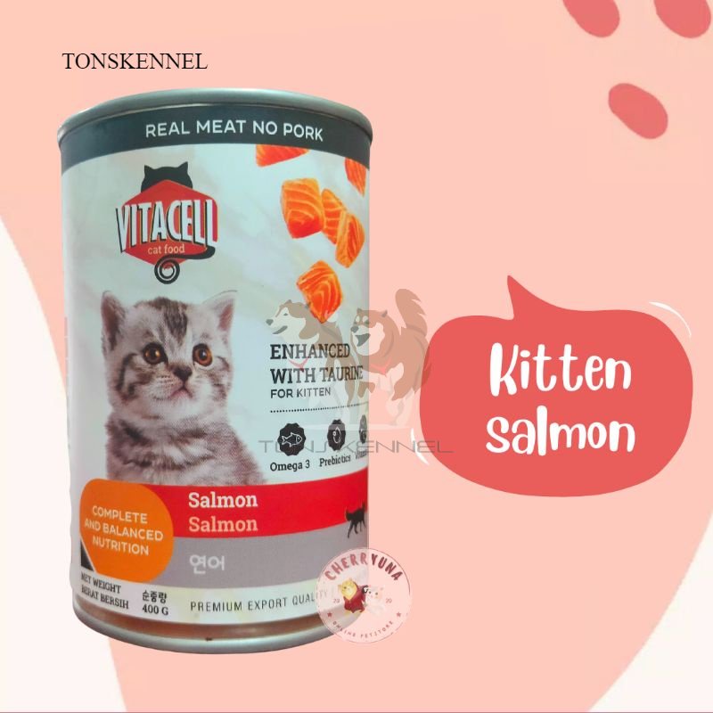 VitaCell Wetfood Makanan Basah Untuk Kucing 400Gr Anakan Anak Dewasa Kitten Adult Salmon Tuna