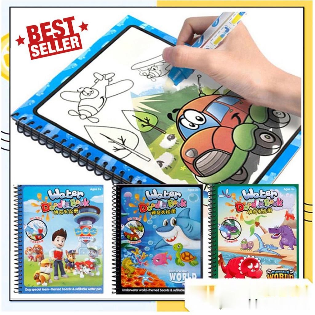 Magic Water Coloring Book Invisible Ink Buku Gambar Mewarnai Anak Spidol Air