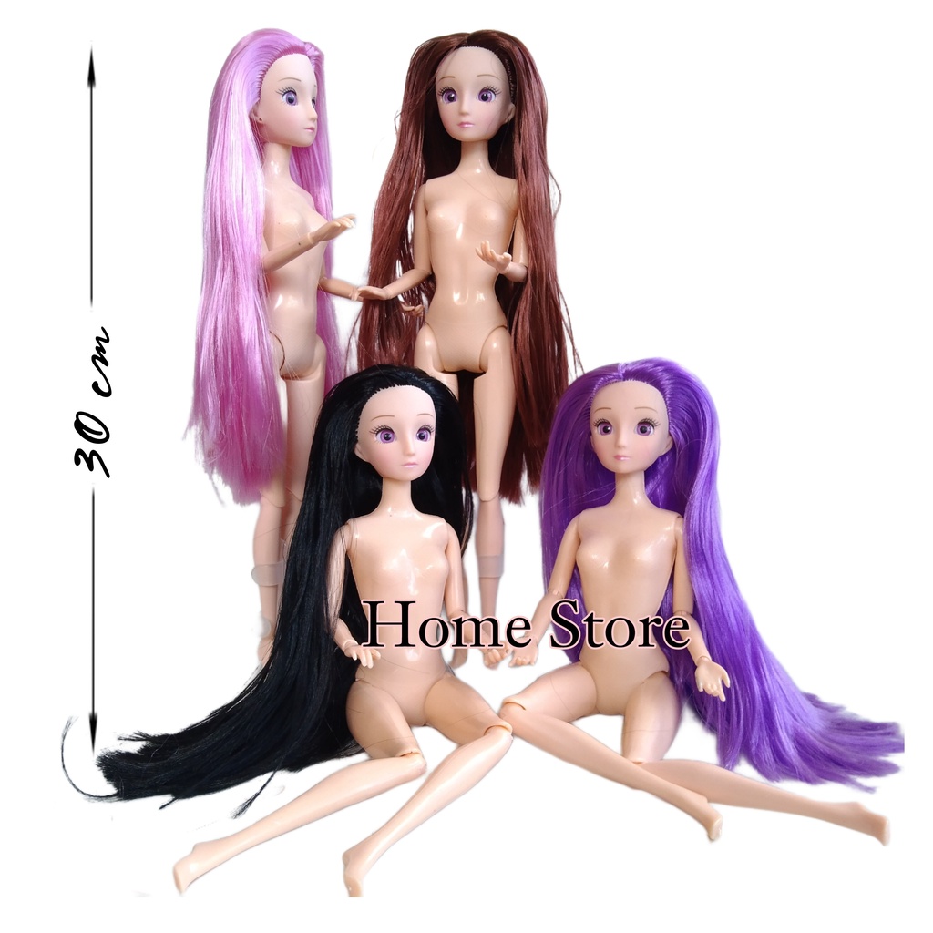 Boneka 3D Rambut Panjang Doll Satu Pcs Bonus Baju Boneka Tekuk