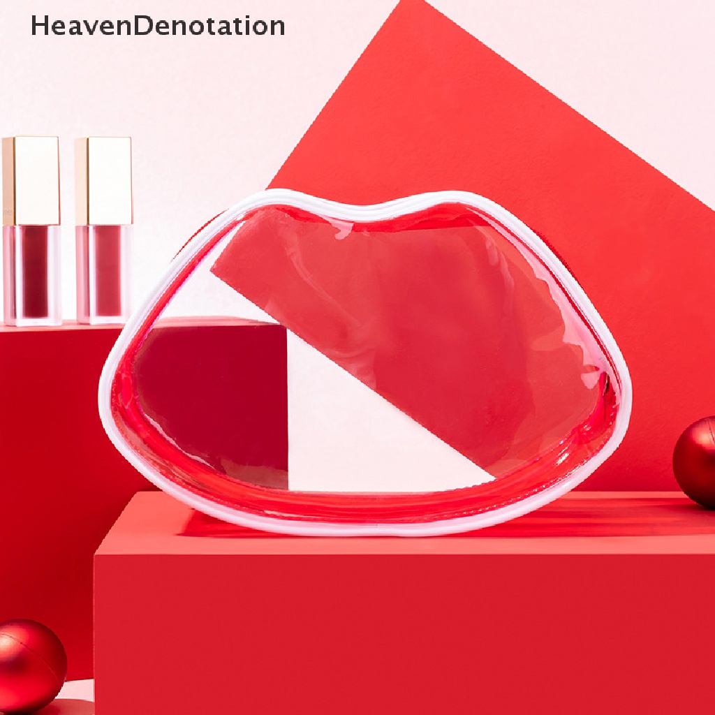 [HeavenDenotation] Tas Kosmetik Wanita Transparan Anti Air PVC Lucu Bibir Merah Bentuk Lip Pouch Travel Makeup Penyimpanan Organizer Aksesoris HDV