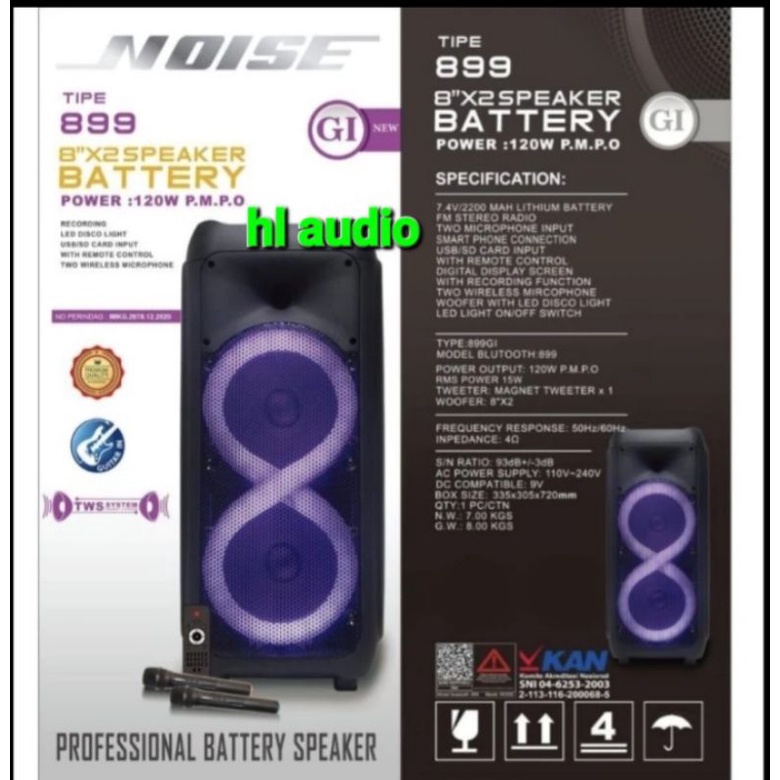 SPEAKER PORTABLE NOISE 899 GI NEW 8 INCH
