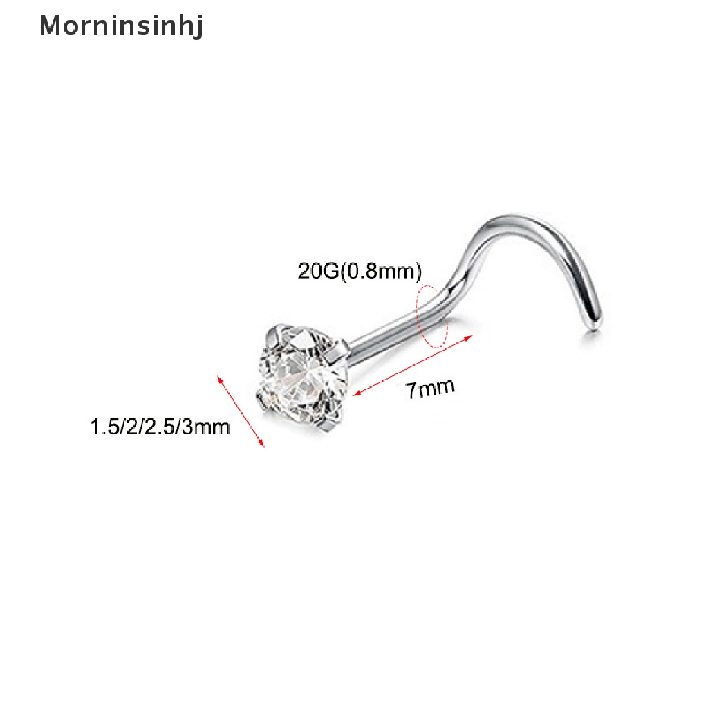 Mornin 1Pc Cincin Hidung Kristal Stainless Steel Nose Stud Rings Perhiasan Tubuh Hadiah id