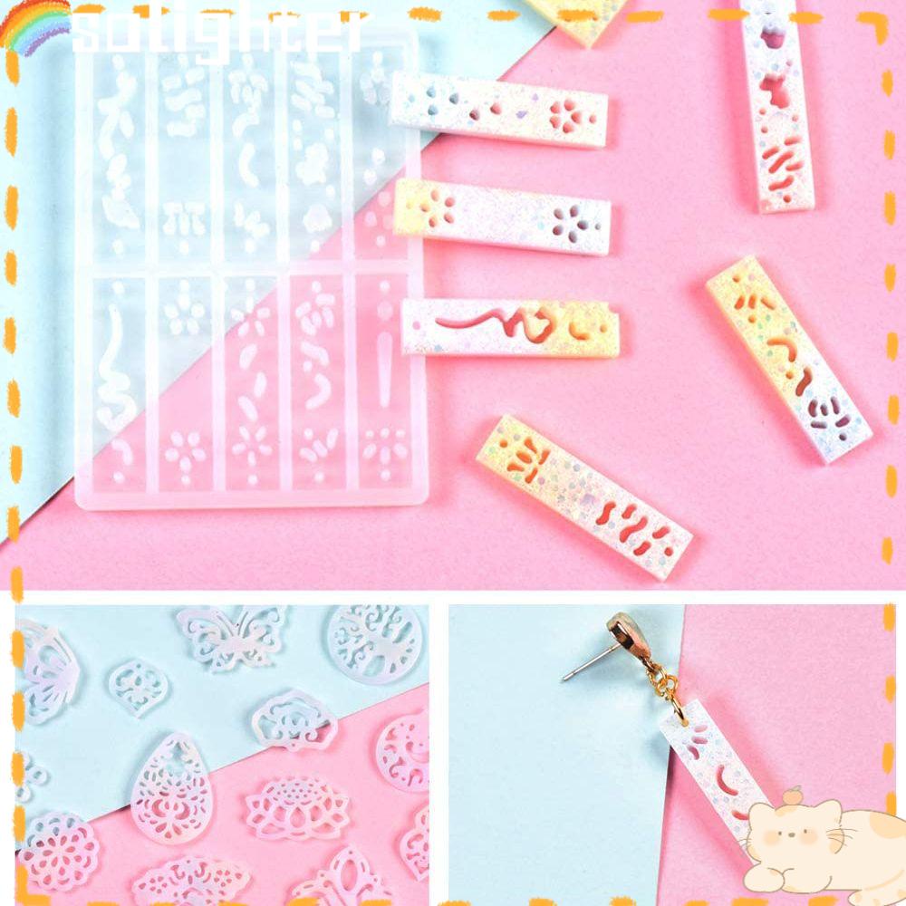 Solighter Anting Cetakan Resin Model Kalung Transparan Epoxy Alat Membuat Perhiasan Lem Tetes