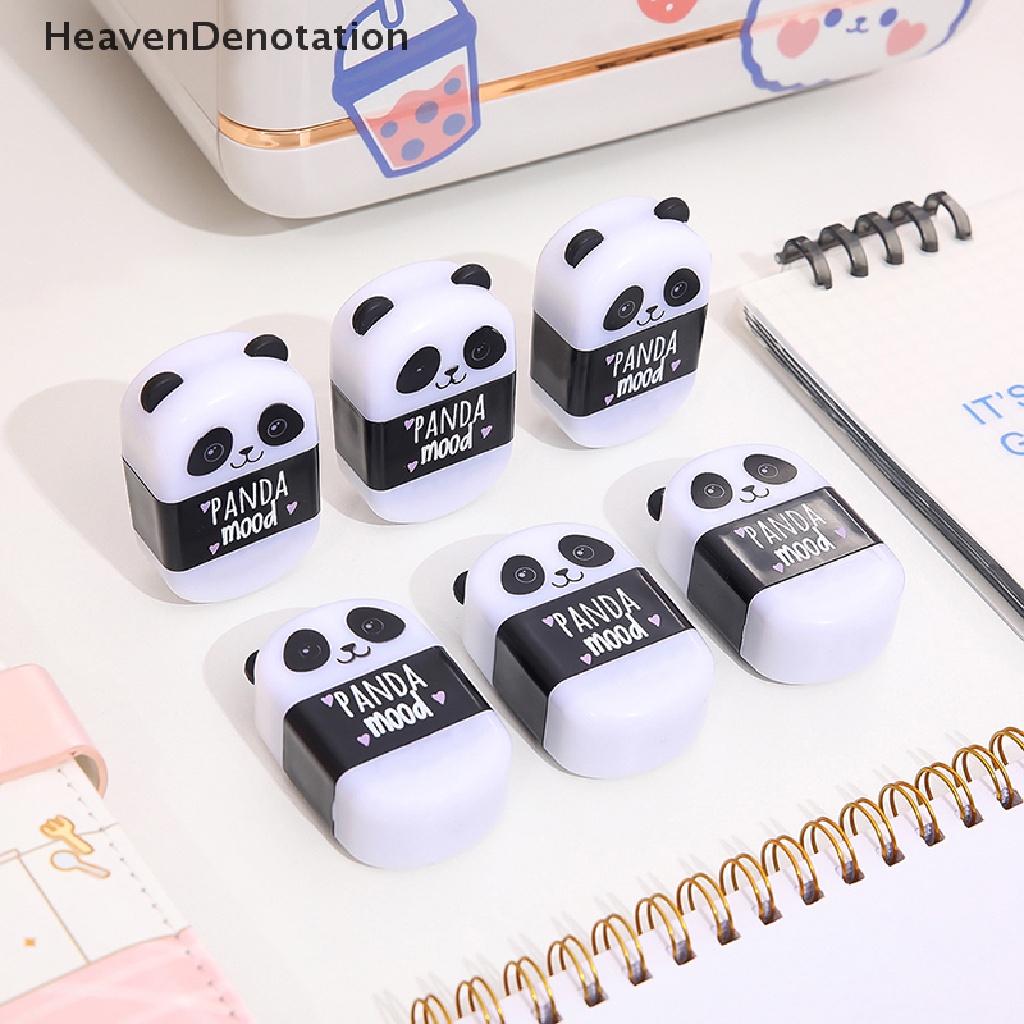 [HeavenDenotation] Kawaii Hitam Putih Bentuk Panda Karet Penghapus Pensil Dengan Pengasah Siswa Anak Hadiah Alat Tulis Sekolah Supply Alat Tulis Lucu HDV