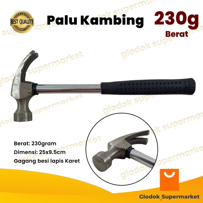 Palu Kambing Pipa Steel 230gr Gagang Besi Lapis Karet