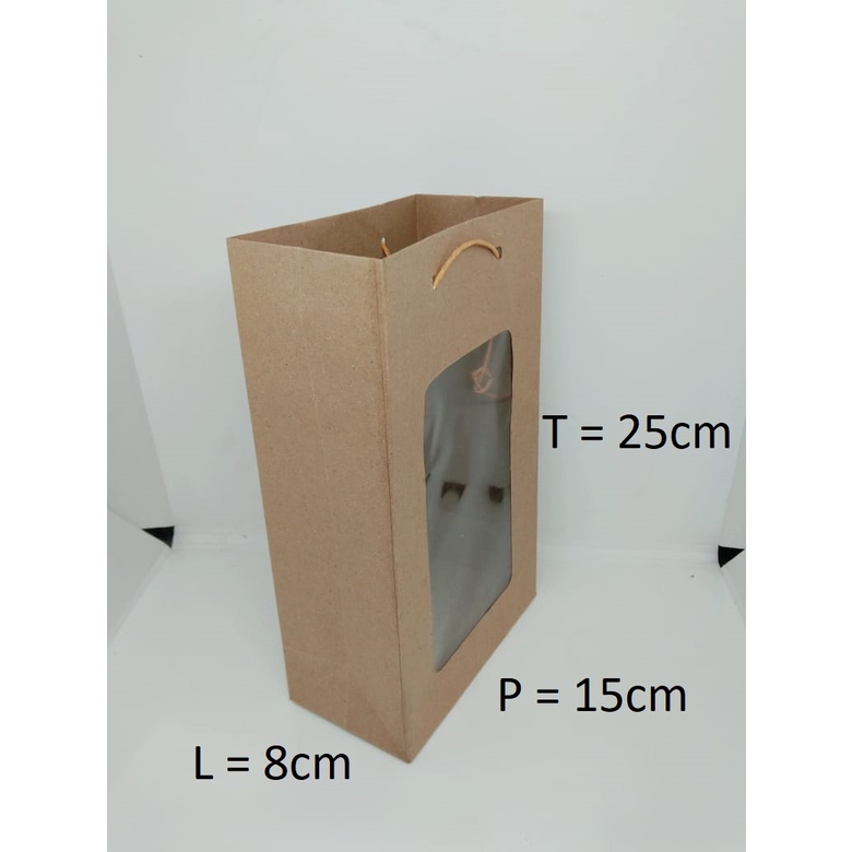 

PAPERBAG JENDELA 15X8X25 CM 10pcs COKLAT TALI