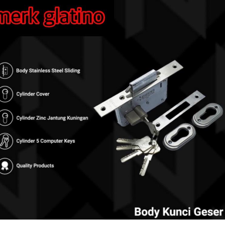 ● BODY MEKAR BODY KUNCI PINTU GESER SLEDING DOOR STAINLESS STEEL KUNCI PINTU SLIDING PINTU GESER STA