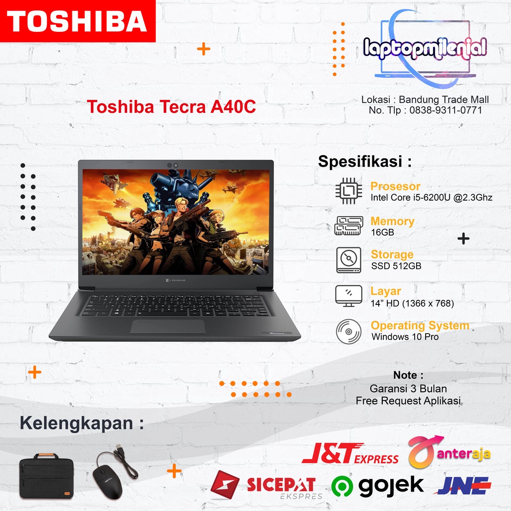 Toshiba Tecra A40-C Intel Core i5-6200U RAM 16GB SSD 256GB !4&quot; Win 10