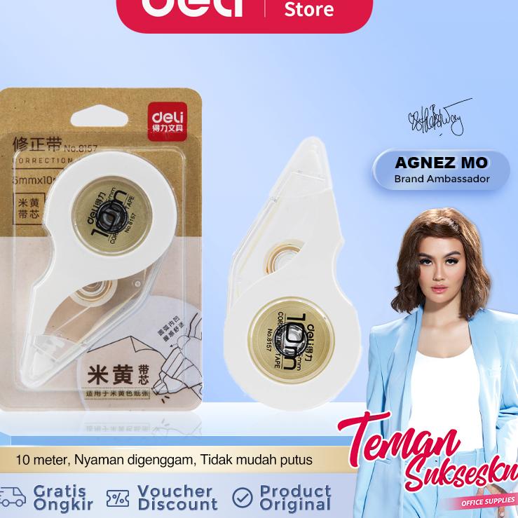 

id6n1Mb Deli Correction Tape / Pita Koreksi Tip Ex Kertas 10 Meter Nyaman Digenggam 8157