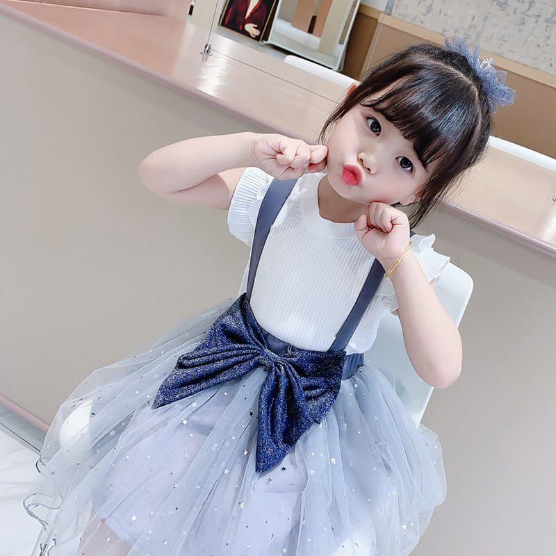 [1-6T] SETELAN BAJU ROK TUTU OVERALL DRESS ANAK BOWIE / SETELAN ROK TUTU IMPORT 1-6 TAHUN BOWIE / SETELAN ROK TUTU ANAK BOWIE