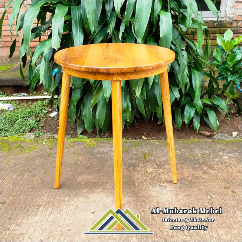 Meja Cafe Bundar Kayu Jati // Meja Cafe Modern  Kayu Jati